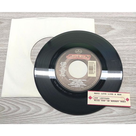 Def Leppard Miss You in a Heartbeat / Make Love Like a Man 45 Rock Mercury VG++ - Picture 3 of 4